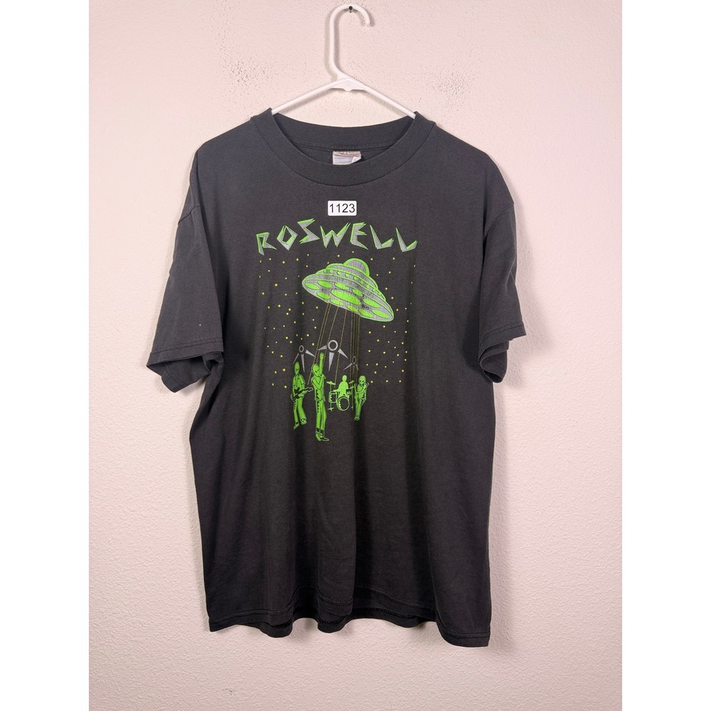 Vintage Hanes Roswell New Millennium Tour Alien UFO T-Shirt Mens Large Black